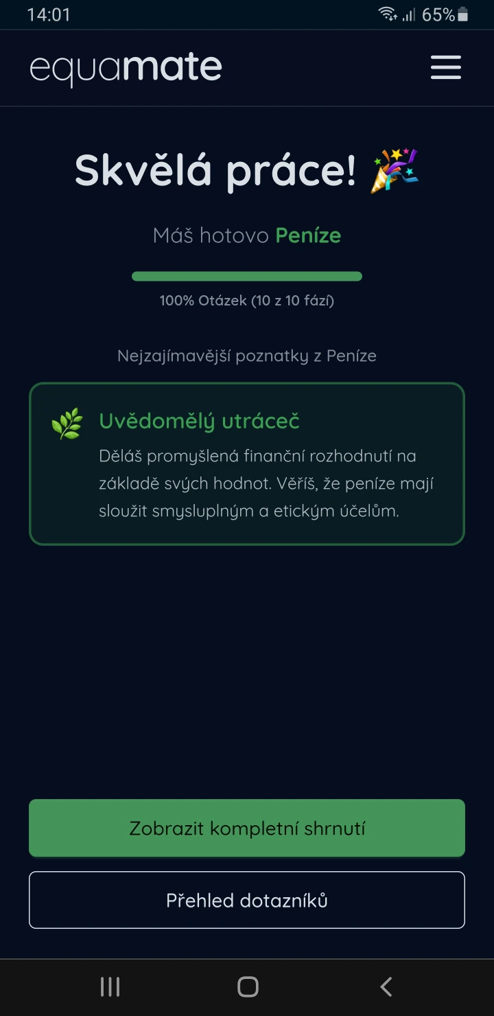 Výsledky finanční kompatibility